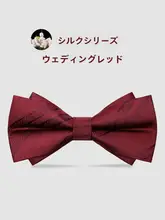 ワインレッドのシルク蝶ネクタイ【結婚式・高級スーツ用・ダブルレイヤー】（セットアップ対応）