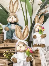天然素材の草編みウエディングウサギ【結婚式装飾用・新婚礼品】