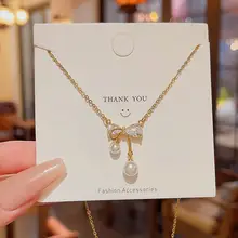 バロックパールネックレス【リボンデザイン・チタン鋼・カラー落ちない】