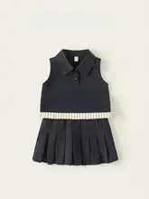セットアップ 2点セット キッズ ガールズ ノースリーブベスト プリーツスカート シンプル フリル きれいめ 夏