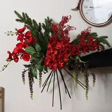 造花 アーティフィシャルフラワー ブーケ 赤 お正月 迎春 飾り 華やか 縁起物 ホテル 商業施設 インテリア