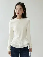 カットソー レディース ウール ダブルフリル インナー カジュアル 着回し 冬「VOOE」