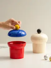 北欧スタイルのカラフルな収納缶【メンフィスデザイン・蓋付き】