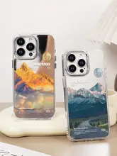 ミラーケース スマホケース マグネット対応 風景 山 雪景色 iPhone 16 15 14 13 Pro Max 対応 ペア おしゃれ 上品