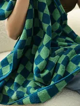 チェック柄 コットン 吸水性抜群のタオル【柔らかい 洗顔・入浴用・厚手】