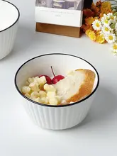 スタイリッシュな縦縞デザインの大きなサラダボウル【家庭用・朝食やスープに最適】