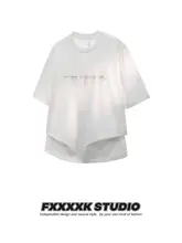 リメイク風グラデーション刺繍Tシャツ【綿100%・短袖・カジュアルスタイル】