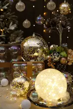 透明装飾用クリスマスボール【カラフルバブル・LEDライト付き・クリスマスデコレーション】