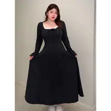 フレンチスタイルのロングスリーブワンピース【極上の柔らかさ・秋冬・大きいサイズ】