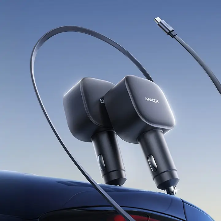 ANKER 車載充電器 伸縮ケーブル 75W シガーソケット 急速充電 iPhone Huawei Xiaomi 対応 「Anker」