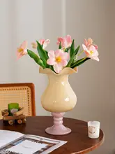 花瓶 フラワーベース ガラス 脚付き 丸みのある フレンチ風 ヴィンテージ 上品 デザイン性 テーブル インテリア