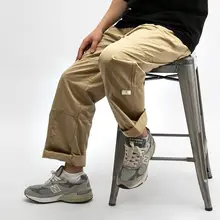アウトドアカジュアルワイドレッグパンツ【コットン・水洗い加工・ストレートデザイン・ユニセックス】