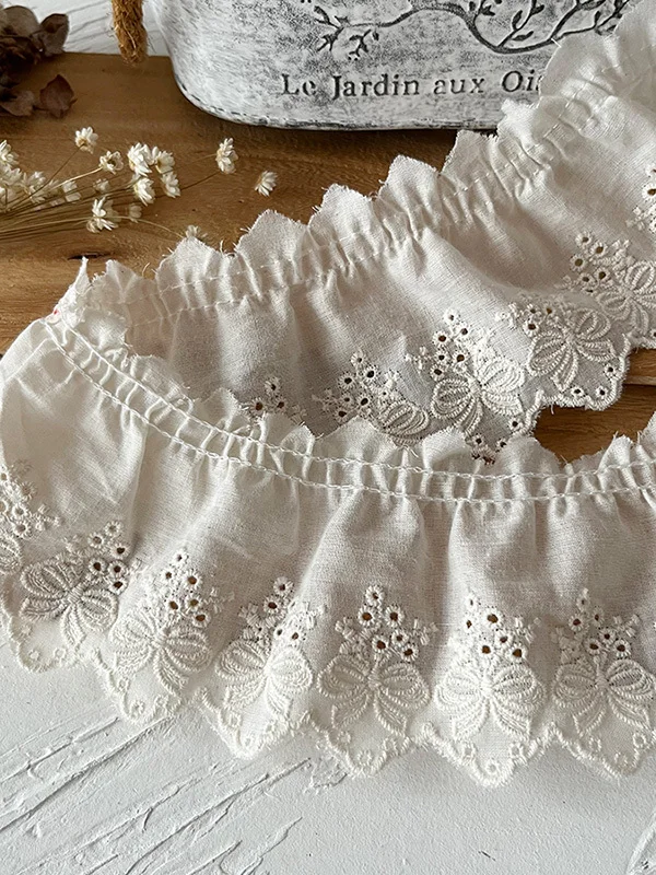 つけ襟 フリル とは？法德森のレース刺繍花柄コットン生地で実現する着こなしの技術