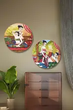 タイ風 アジア丸型壁掛けアート【マッサージ院用・インテリア装飾】