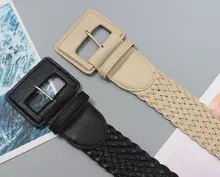 ファッションベルト レディース ワックスコード 編み込み 穴なし ピンバックル ウエストマーク カジュアル デニム コート 着回し おしゃれ
