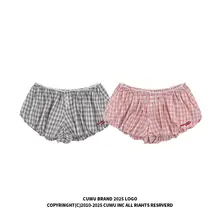 グレーのAラインフラワーボトムショートパンツ【女性用・夏用・チェック柄・極上の柔 らかさ】（セットアップ対応）