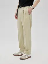 男女兼用 スリムなシルエットの夏用カジュアルパンツ【ダブ ルプリーツデザイン・ストレートフィット】（セットアップ対応）