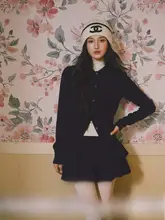 シンプルな襟デザインのニットカーディガン【女性用・秋季】