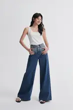 グラデーションデニムワイドパンツ【レトロシルエット・シーズンレス・スタイリッシュ】