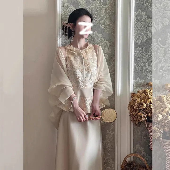 新中式 天然繊維の日焼け防止ガウン【女性用・夏用・薄手カーディガン・ショール】（セットアップ対応）