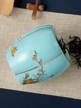 高級陶磁製 茶葉保存容器【密封タイプ・大容量・西湖ブルー】（セットアップ対応）