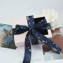 星月宇宙デザインのオーガンジーリボン【ギフト包装・DIY手作りボウ】