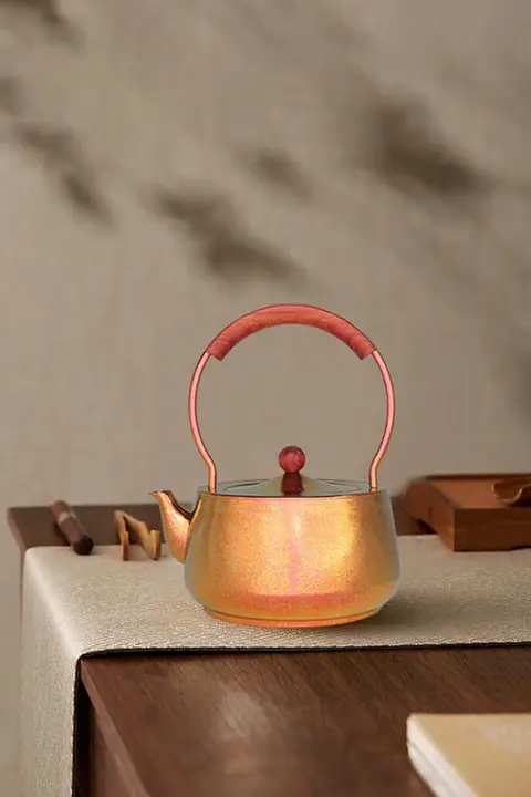 TAIC 純チタン製 お茶用ポット【老白茶対応・明火電陶炉・アウトドア焚き火用】
