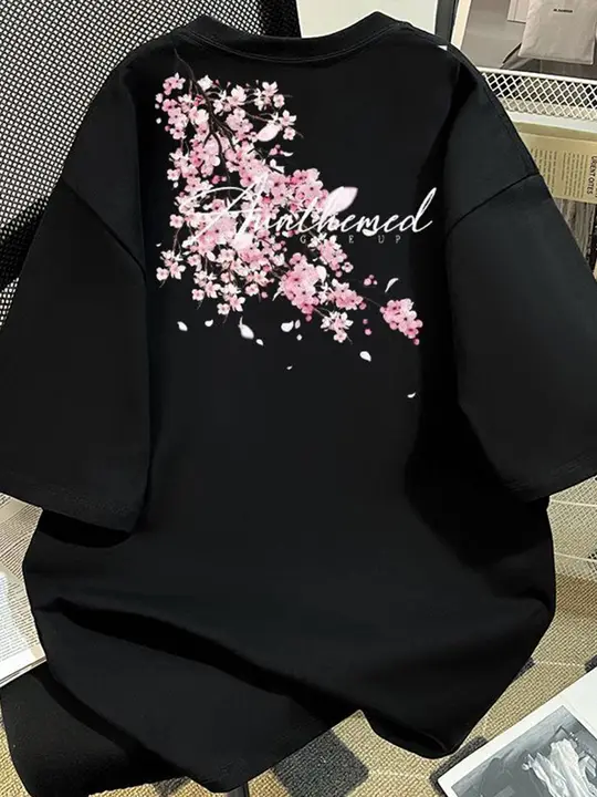 桜のプリントが美しい夏用メンズTシャツ【綿素材・ゆったりデザイン】（セットアップ対応）