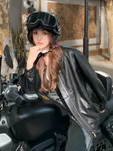 レトロPUレザーコート【春秋用・女性・スタイリッシュ・乗り物用】