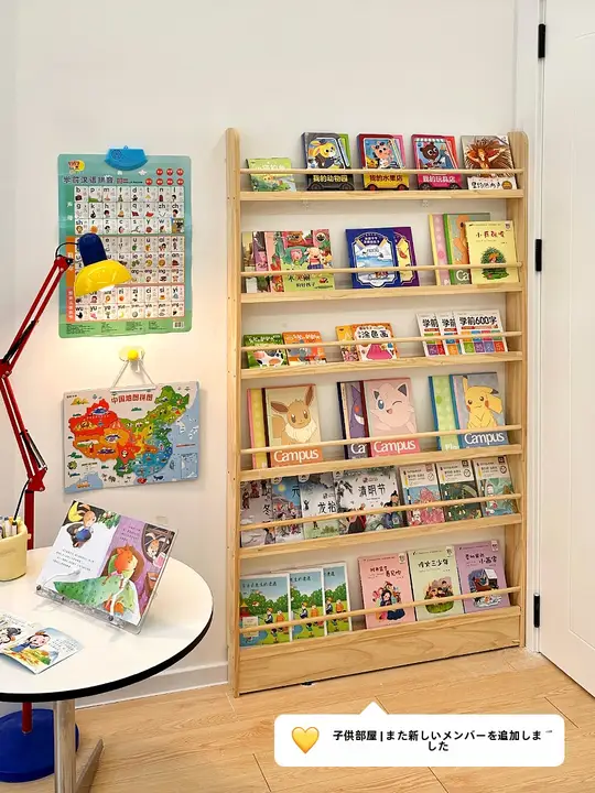 薄型ドア後ろ収納ラック【壁面設置・子供用絵本収納・書籍用】（セットアップ対応）