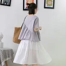 デザイン性のある女性用フィット麻混ストレートシャツ【夏用・短袖・ヴィンテージスタイル】