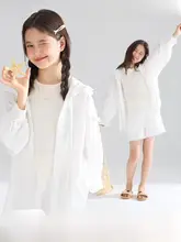 UVカット シャツ キッズ ガールズ 薄手 フード付き 紫外線対策 ふんわり リゾート ビーチ 夏 「MUCMUKN」