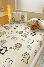 キャラクター柄 コットンベッドカバー シングルマットレス保護用【全棉・滑り止め付き・三点セット】