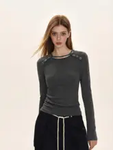 シンプルデザインの長袖Tシャツ【ウィメンズ・スリムフィット・春用】