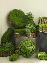 木製の苔付き花盆【DIY・ツリーストーン・インテリア装飾】