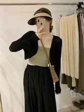 杏色アイスシルクニットカーディガン【夏用・薄手・日焼け防止・ノースリーブトップス】（セットア ップ対応）