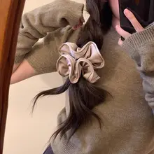サテン花苞ヘアゴム【インス風・韓国スタイル・レトロデザイン・ポニーテール用】