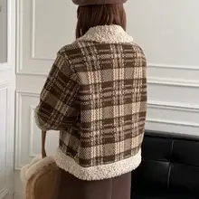 羊羔毛襟のデザインが特徴のショートコート【秋冬用・高級感あり・女性用】（セットアップ対応）