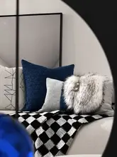 高級モダンイタリアンスタイルのソファクッションカバーセット【クラインブルー・腰枕付き】