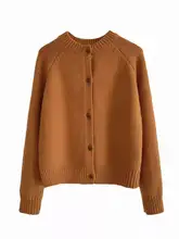 極上の柔らかさの100%ウールニットカーディガン【ラウンドネック・ルーズフィット・レディース】