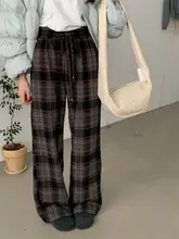 冬用 チェック柄 マイクロフリースパンツ【ストレートレッグ・フィット・レディース】（セットアップ対応）