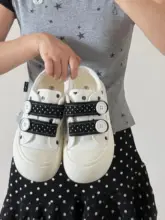 ポルカドットデザインのマジックテープキャンバスシューズ【通気性・厚底・女性用】