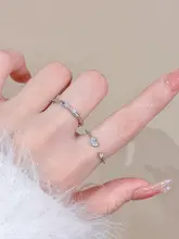 ハートデザインのオープンリング【リボン付き・フィンガリング・女性用】