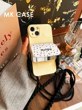 赤い水玉模様のミラー付き携帯電話用バッククリップ【携帯用・多機能・落下防止ストラップ付き】