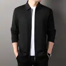 ビジネスカジュアル 長袖オープンカーディガン【ジッパー付き・シンプルデザイン】