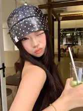 レトロドットデザインのキャップ【春夏用・オシャレ・小顔効果】
