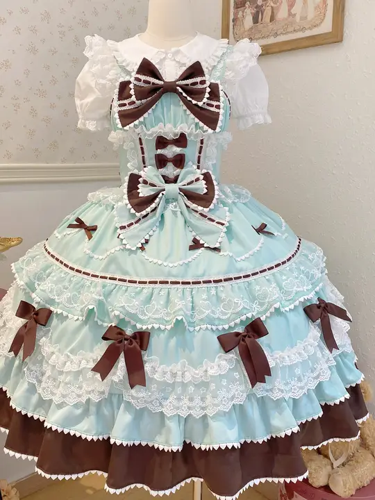 可愛いデザインのLolita風ジャンパースカート【吊りストラップ・夏用】（セットアップ対応）