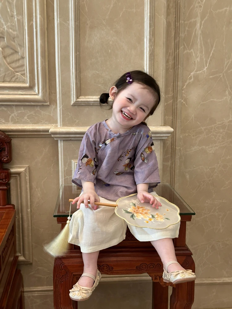 アジアの赤ちゃん女の子に合う、夏の着物スタイルは？中国風の薄手セパレートハンフが解決する