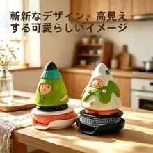 かわいいハンドルの洗浄不要な鍋ブラシ【多機能・キッチン用・鍋を傷めない】