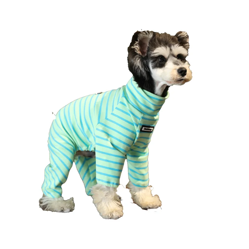 犬用秋冬棉条纹高领外套：适合小型犬的毛抜け防止实用服饰